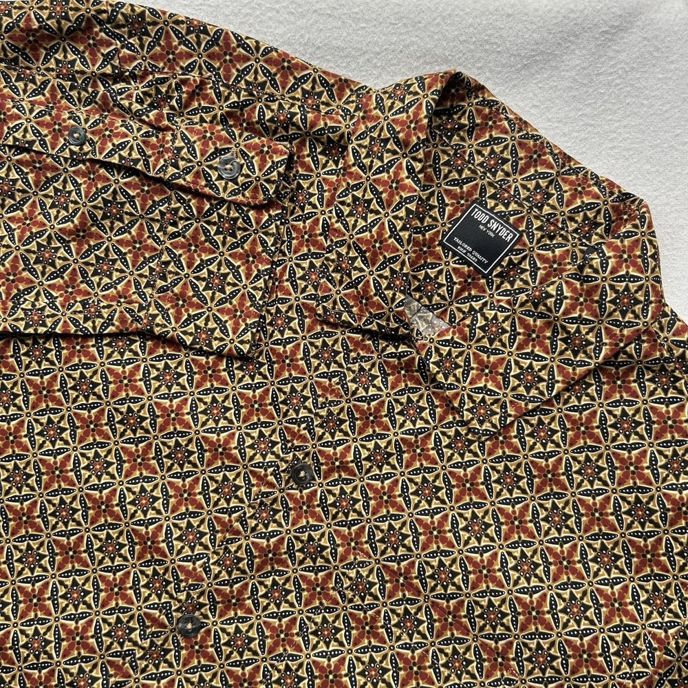 Todd Snyder Ceplok Geometric Pattern Long Sleeve Button Down Shirt Men's L